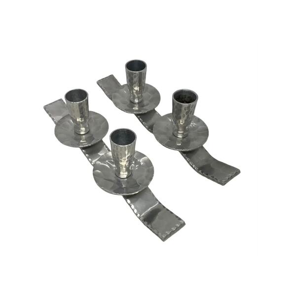 Mid 20th Century Everlast Metal Corporation Hand Forged Aluminum Candle Holders - Picture 3 of 12